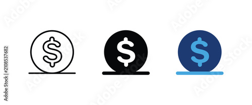 Account balance icon, Dollar coin deposit symbol, Money savings financial investment graphics, Vector illustration