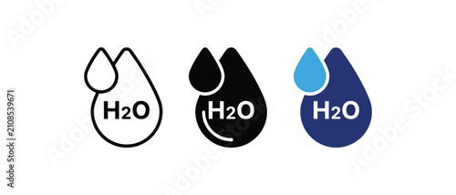Fotografía Water drop H2O formula icon, pure aqua hydration liquid symbol, clean beverage chemistry drop sign