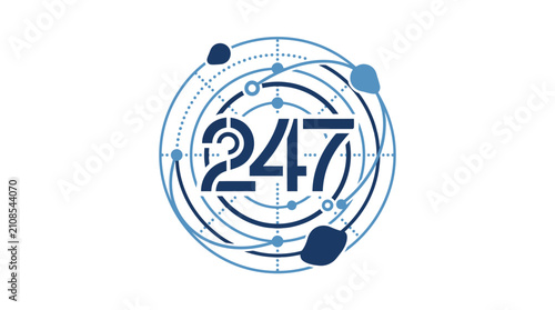 Fotografie Circular planetary 247 service emblem.