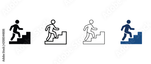 person running down stairs with varying color and style designs for graphic use