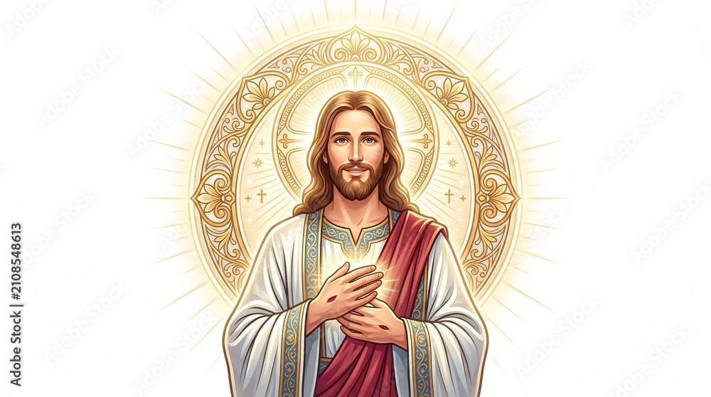 Fototapeta premium Jesus Christ's Divine Radiance and Compassionate Gaze
