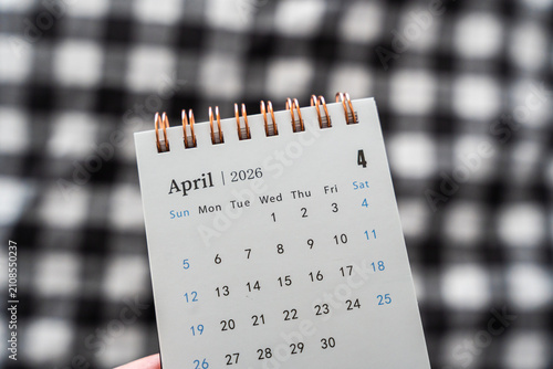 Calendar for April 2026 displaying days of the week and dates, ideal for planning and time management concepts.