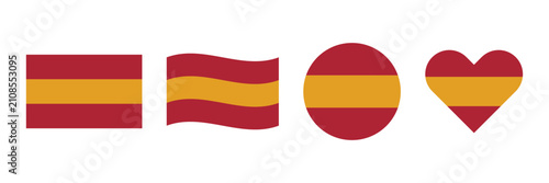 Obraz na płótnie Spain flag vector designs featuring wavy, circular, heart-shaped, rounded-corner, and rectangular styles, symbolizing national pride and patriotic celebration
