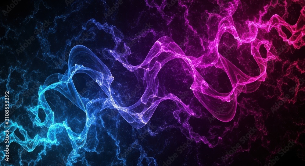 Obraz premium Vibrant flowing abstract energy lines create a captivating neon gradient from blue to pink.