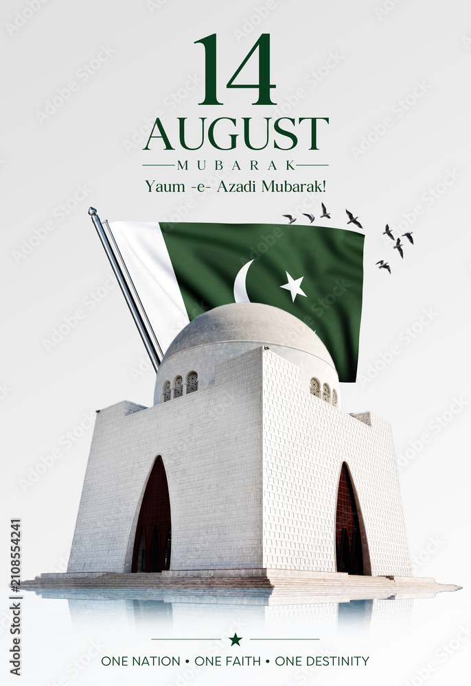 Obraz premium Tomb 14 august independence Pakistan national public holiday 