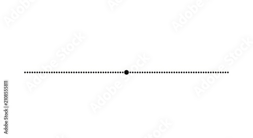 Minimalist black dotted horizontal line divider with a larger central point, graphic design element for web page layout and document separation on white background.