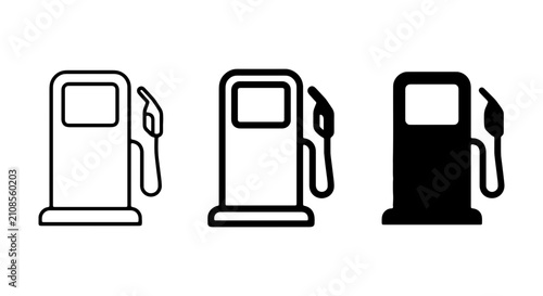 Gas Pump Icons, Fuel Station Symbols, Petrol Dispenser Vector Set, Clean Line Art & Solid Fill