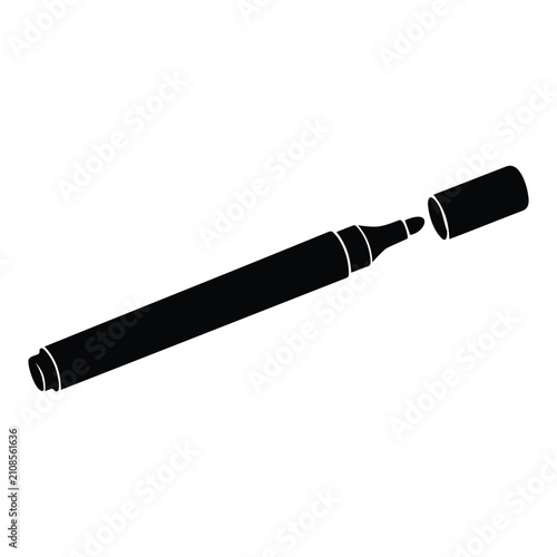 Felt tip marker pen vector illustration with open cap for drawing and writing activities