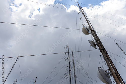 Fotografie Telecommunication towers with antennas on Mount Pantokrator Corfu