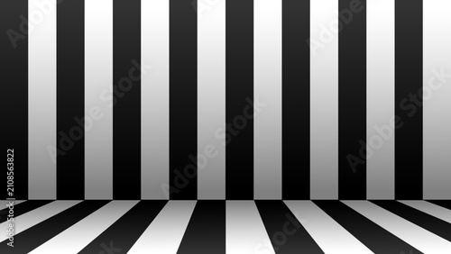 A black and white wall background. A striped room corner frame with copy space