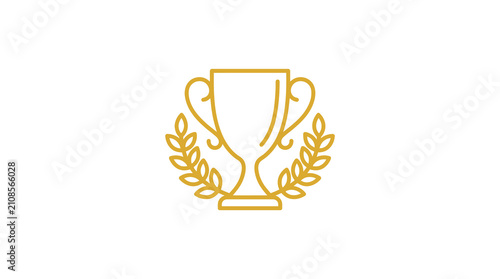 Gold line art trophy with laurel branches