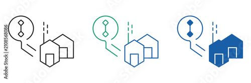 Property Emissions Analytics Building Carbon Icon Set Outline Glyph
