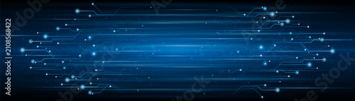 Photos Blue glowing lines with light effect on dark background