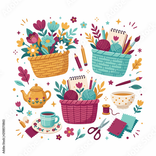 Foto Colorful floral arrangement in decorative ceramic vase with butterflies