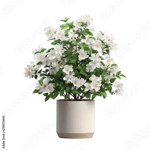 Large healthy hydrangea bush with rounded blue and white flower heads on transparent png background. Ai generated