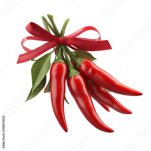 Large red bead necklace with po - Single curved red chili pepper isolated on a clean white background, glossy skin, vivid color on transparent png background. Ai generated