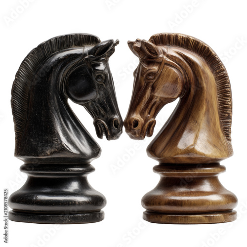 Large red bead necklace with po - Single chess knight piece placed on a white surface with soft shadows on transparent png background. Ai generated