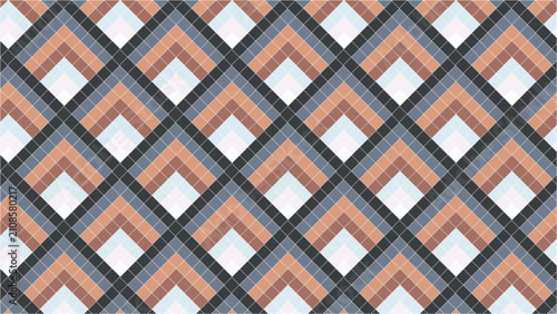 Seamless Abstract Grid Mosaic with Contemporary Geometric Pattern Design
