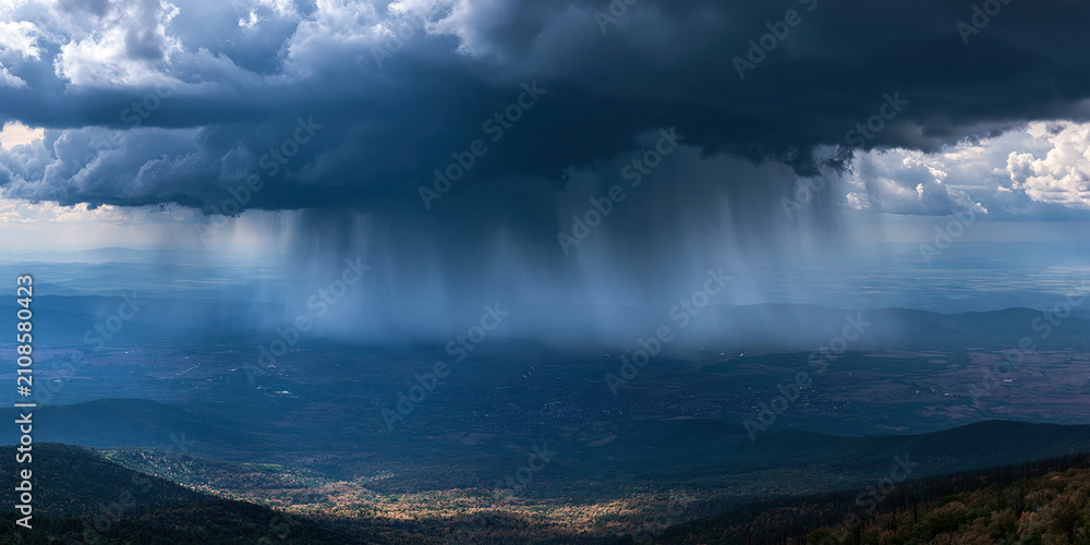 Fototapeta premium Dramatic Stormy Weather Over Mountainous Landscape