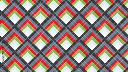 Seamless Decorative Grid Pattern with Modern Geometric Color Block Design