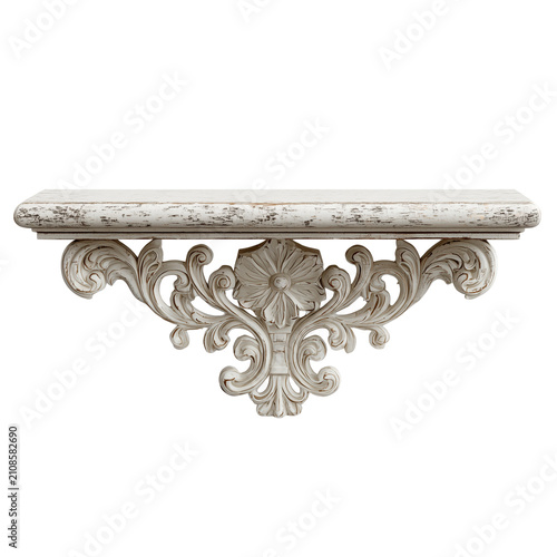 Large red bead necklace with po - Vintage-inspired antique white coffee table with decorative pedestal support on transparent png background. Ai generated
