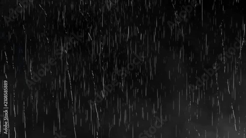 Heavy rain with lightning storm. Intense weather with thunder and lightning, dark stormy sky, natural disaster scene.