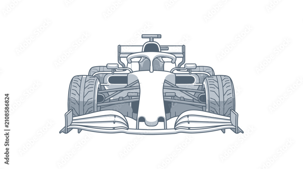 Obraz premium Formula 1 racing car speeding on track. High-performance open-wheel race vehicle with aerodynamic design and sleek engineering.