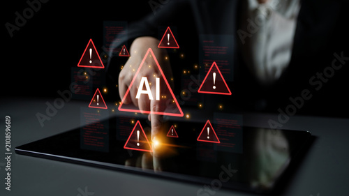 Принти на полотні Futuristic artificial intelligence concept depicting AI hallucination, processing errors, and generating misinformation