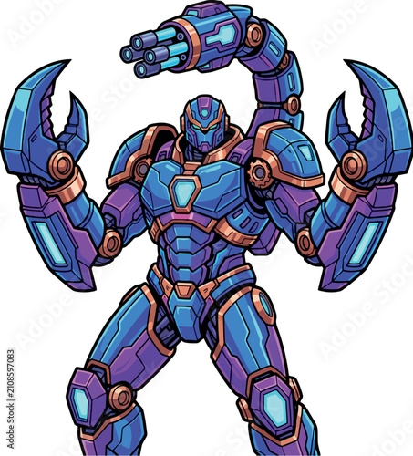 Cyber Scorpion: Cyber Scorpion Mecha Arachnid Battle Mascot Logo