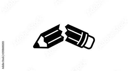 Tableau sur toile Broken pencil silhouette on a white background simple graphic design