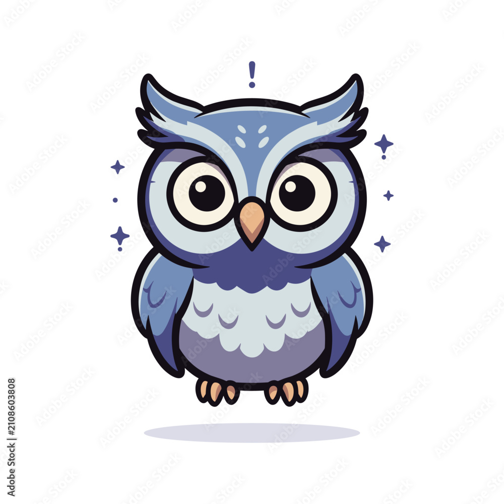 Fototapeta premium Surprised Owl Cartoon Vector for World Owl Day Cute Wildlife Illustration