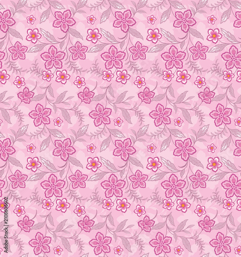 Pink floral seamless pattern repeat botanical surface