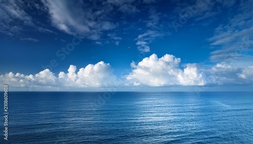 Blue Sky And Clouds Over The Ocean Background