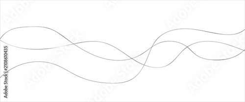 Konstfotografi Horizontal wavy lines, drawing with one line EPS 10