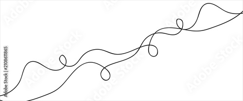 Obraz na płótnie Horizontal wavy lines, drawing with one line EPS 10