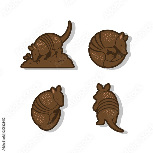 Cartoon armadillo logo icons design vector isolated illustration