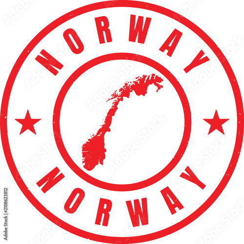 NORWAY Circle Rubber Stamp with Name and Map Vector