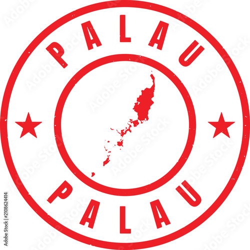 PALAU Circle Rubber Stamp with Name and Map Vector