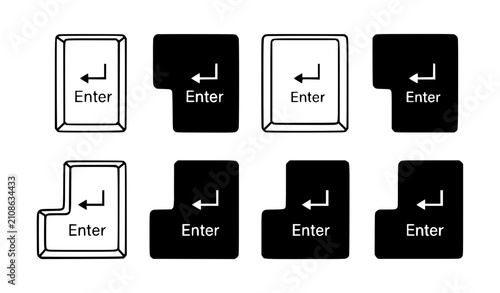 Keyboard Enter Button Monochrome Vector Set