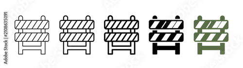 Obraz na płótnie Set of construction barricades icons, warning barriers, traffic control signs, s