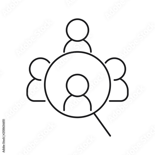 Job Search and Hiring Line Icon Vector, Recruitment Talent Selection Outline Symbol for Employee, Staff, Human Resources, Business, Web, Mobile App and UI Design