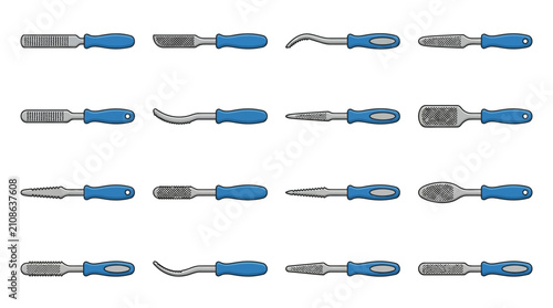 Foto Orthopedic surgical rasp and bone file instruments.