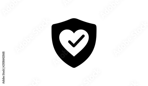 Heart shield icon security love and protection symbol