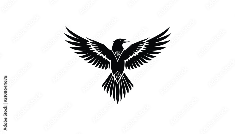 Fototapeta premium Eagle Vector Illustration with Flying Wings Set of Bird Silhouettes for Nature Wildlife Symbol Tattoo Design and Freedom Concept