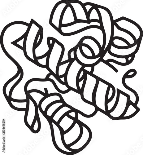 Minimalist black line art illustration of a protein folding structure representing complex biochemistry
