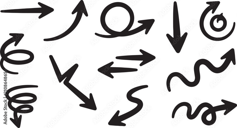 Fototapeta premium Black and white of arrows, math, and currency symbols