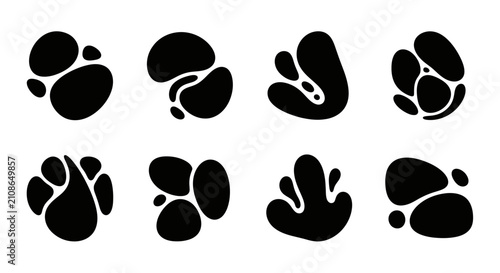 Organic blob shapes and smooth liquid silhouettes.