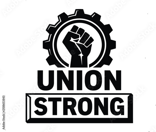 Foto Labor day union strong emblem workers' rights and american labor movement