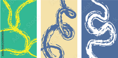 Abstract Brush Stroke Background Set, Artistic Paint Texture Vector Collection
