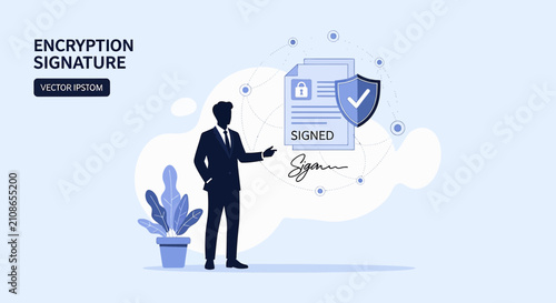 Digital Encryption Signature Security Concept